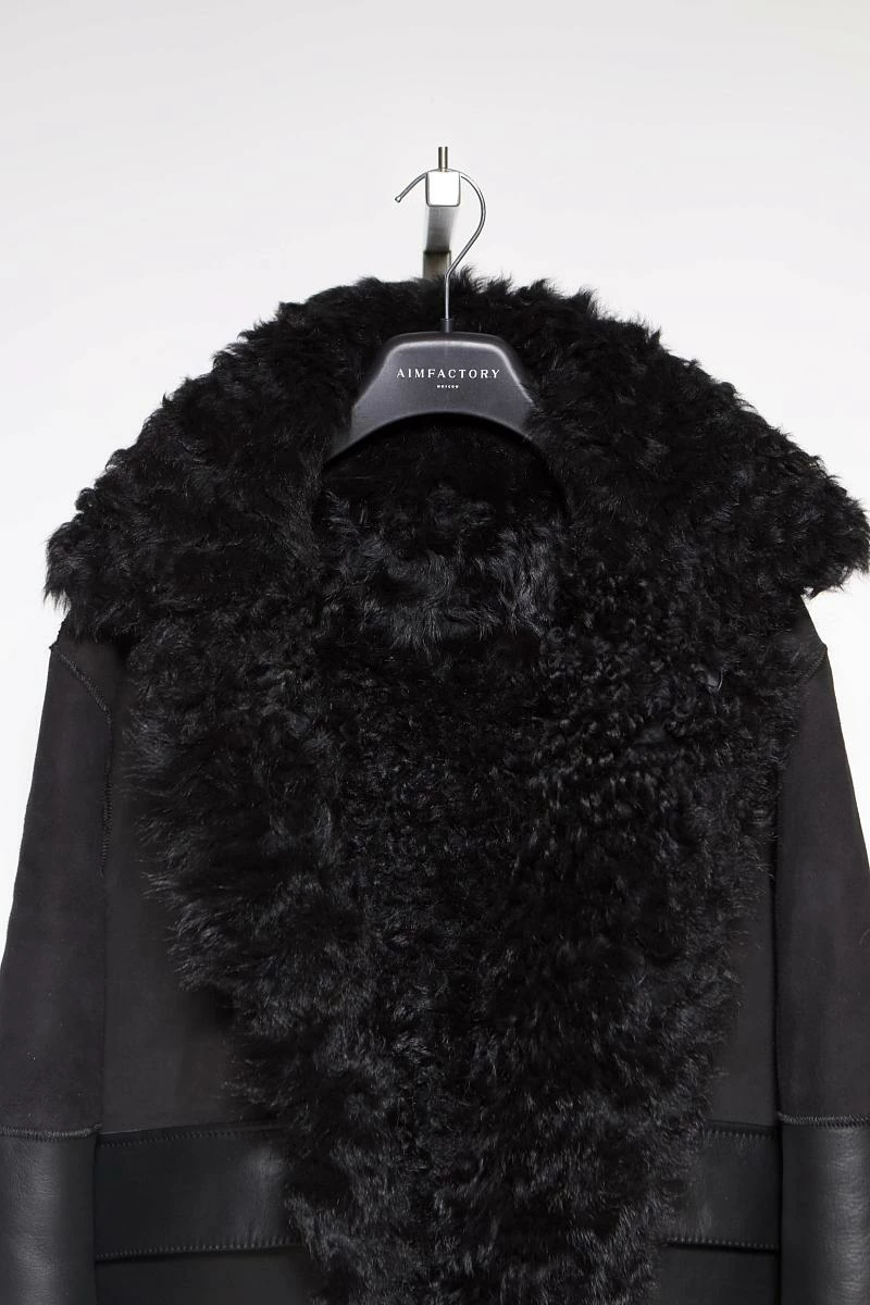 Шуба двусторонняя Oversize Черный - 5