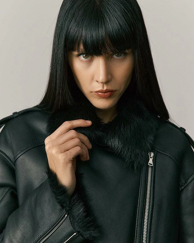 Дубленка удлинённая Oversize Чёрный