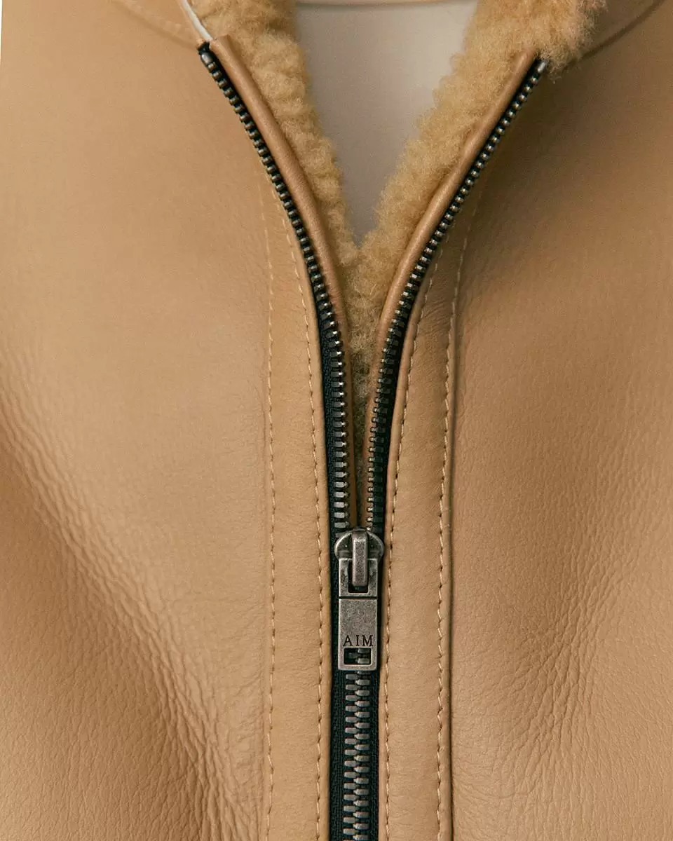 Дубленка Hoodie Песочный - 5