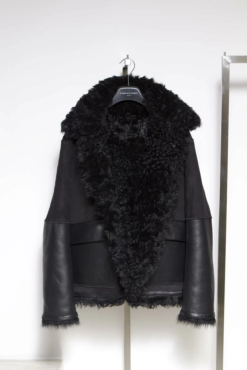 Шуба двусторонняя Oversize Черный - 6