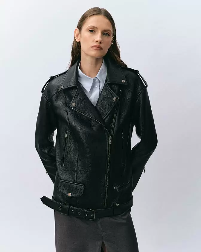 Косуха удлинённая Oversized Texture Чёрный