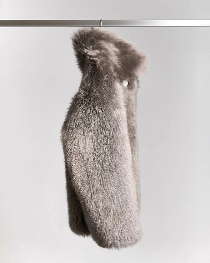 Шуба двусторонняя удлинённая Oversize Тауп