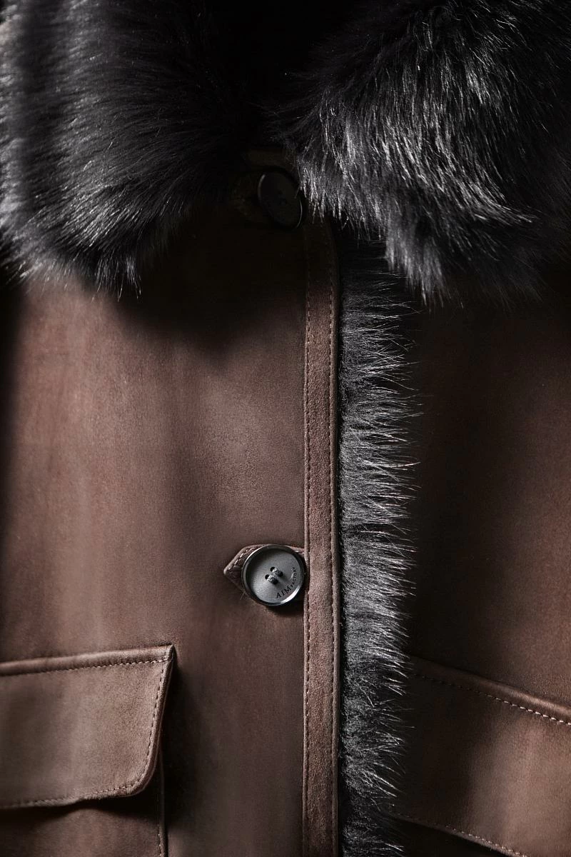 Шуба двусторонняя Oversize Горький шоколад - 7