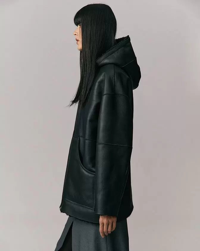 Дубленка двусторонняя Hoodie Чёрный