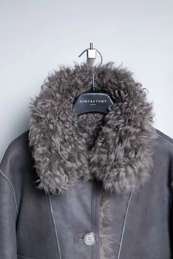 Шуба двусторонняя Oversize Серый