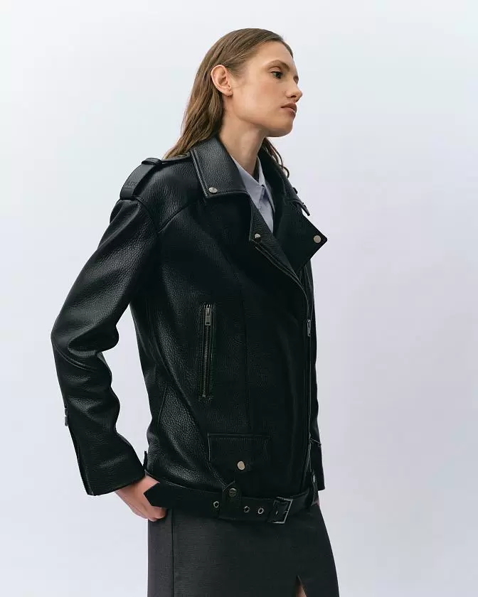 Косуха удлинённая Oversized Texture Чёрный