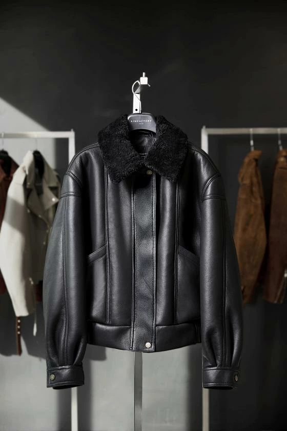 Дубленка бомбер Чёрный