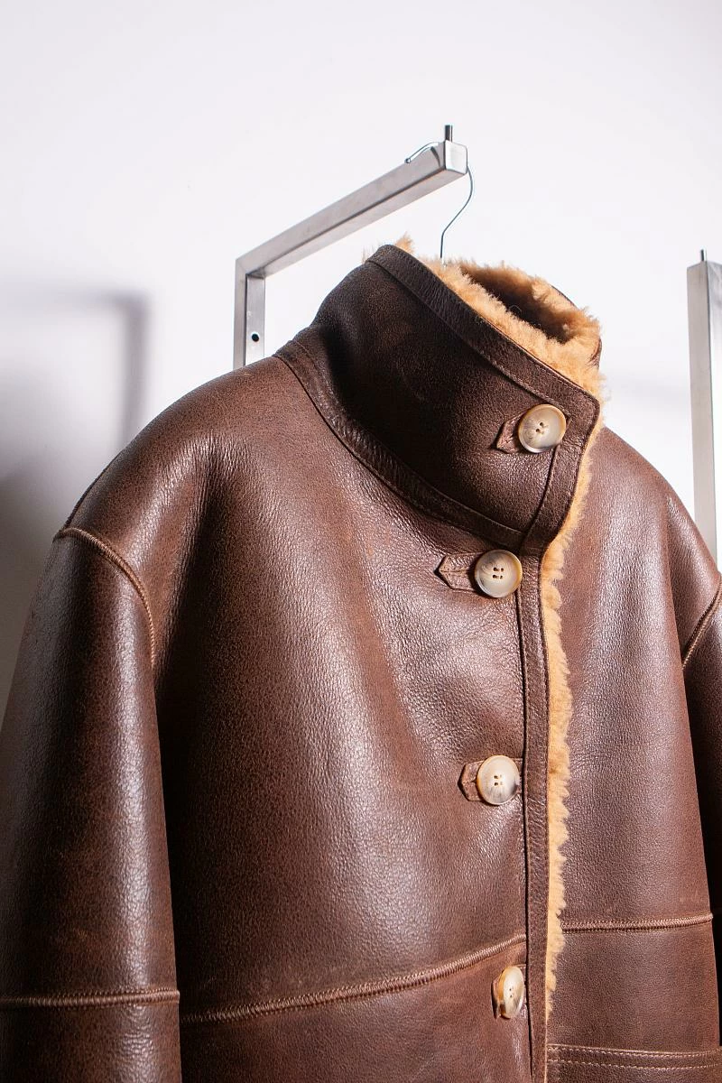 Дубленка односторонняя Oversize Винтаж Мокко - 1