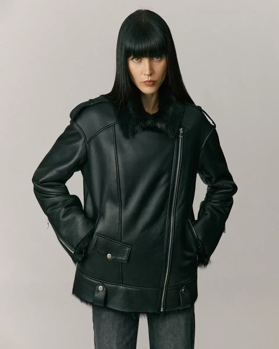 Дубленка удлинённая Oversize Чёрный - 3