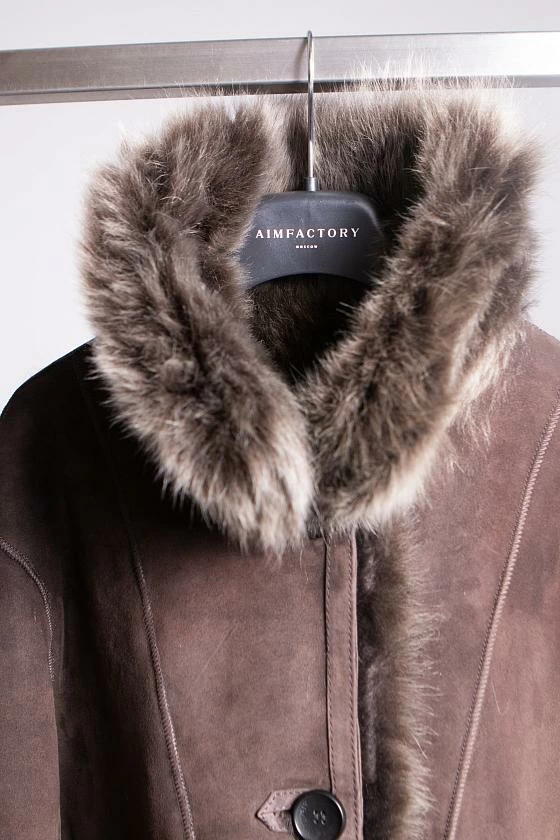 Шуба двусторонняя Oversize Молочный шоколад