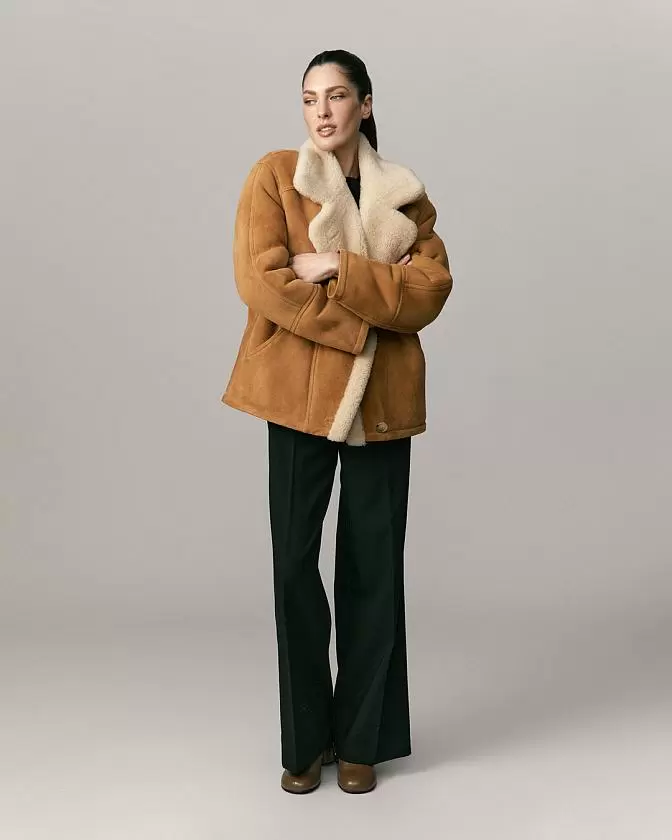 Дубленка Boho в замше Camel