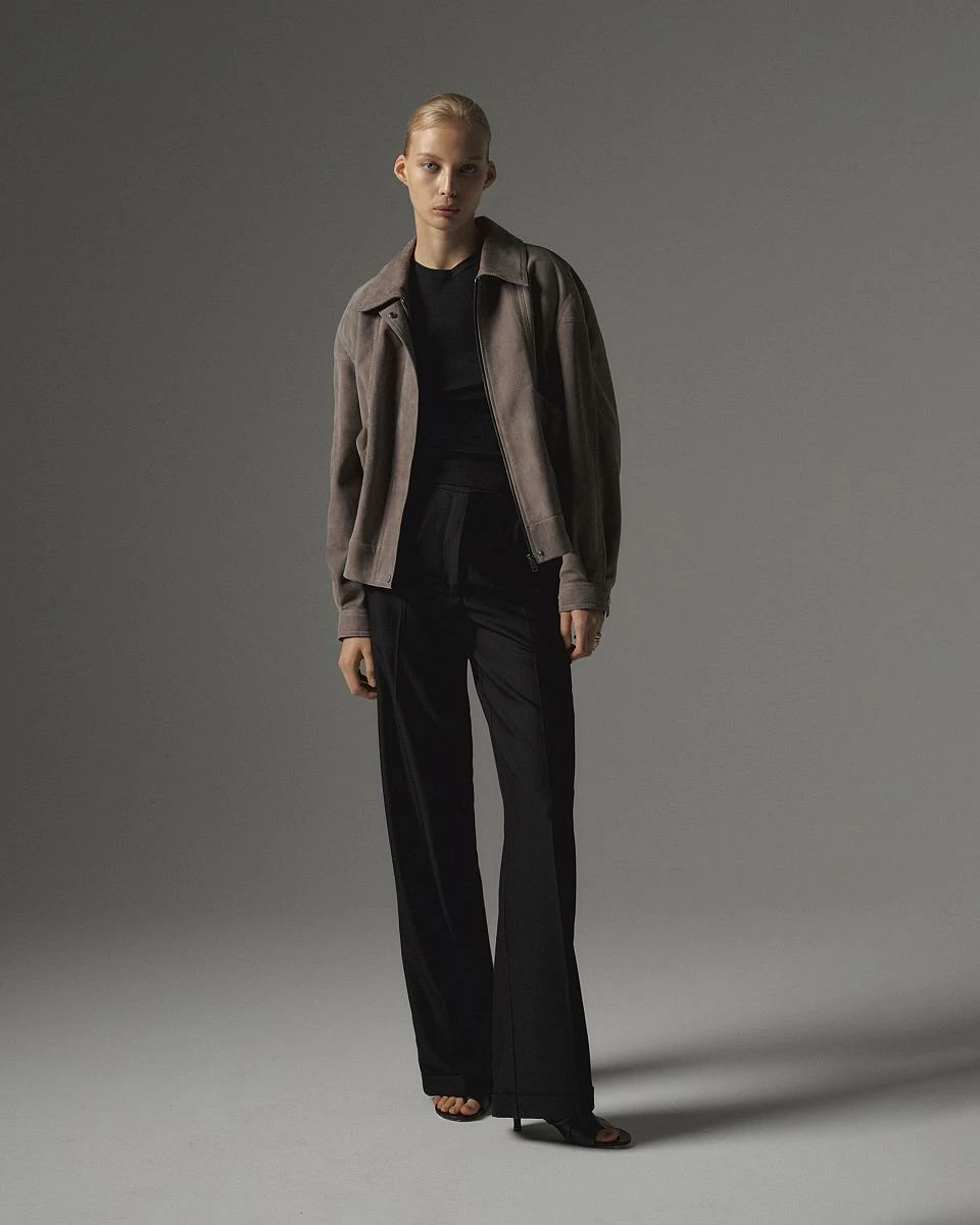 Бомбер в замше Серый опал - 1