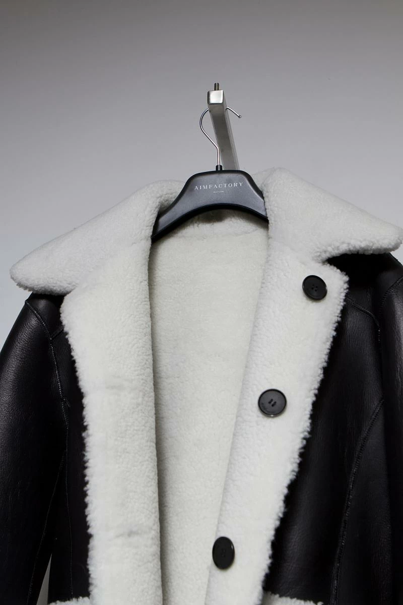 Шуба двусторонняя Oversize Черный с белым - 5