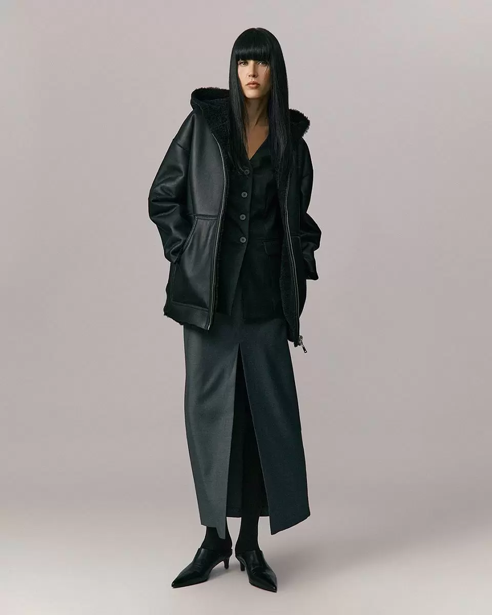 Дубленка двусторонняя Hoodie Чёрный - 7