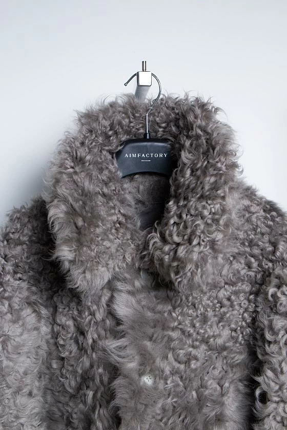 Шуба двусторонняя Oversize Серый