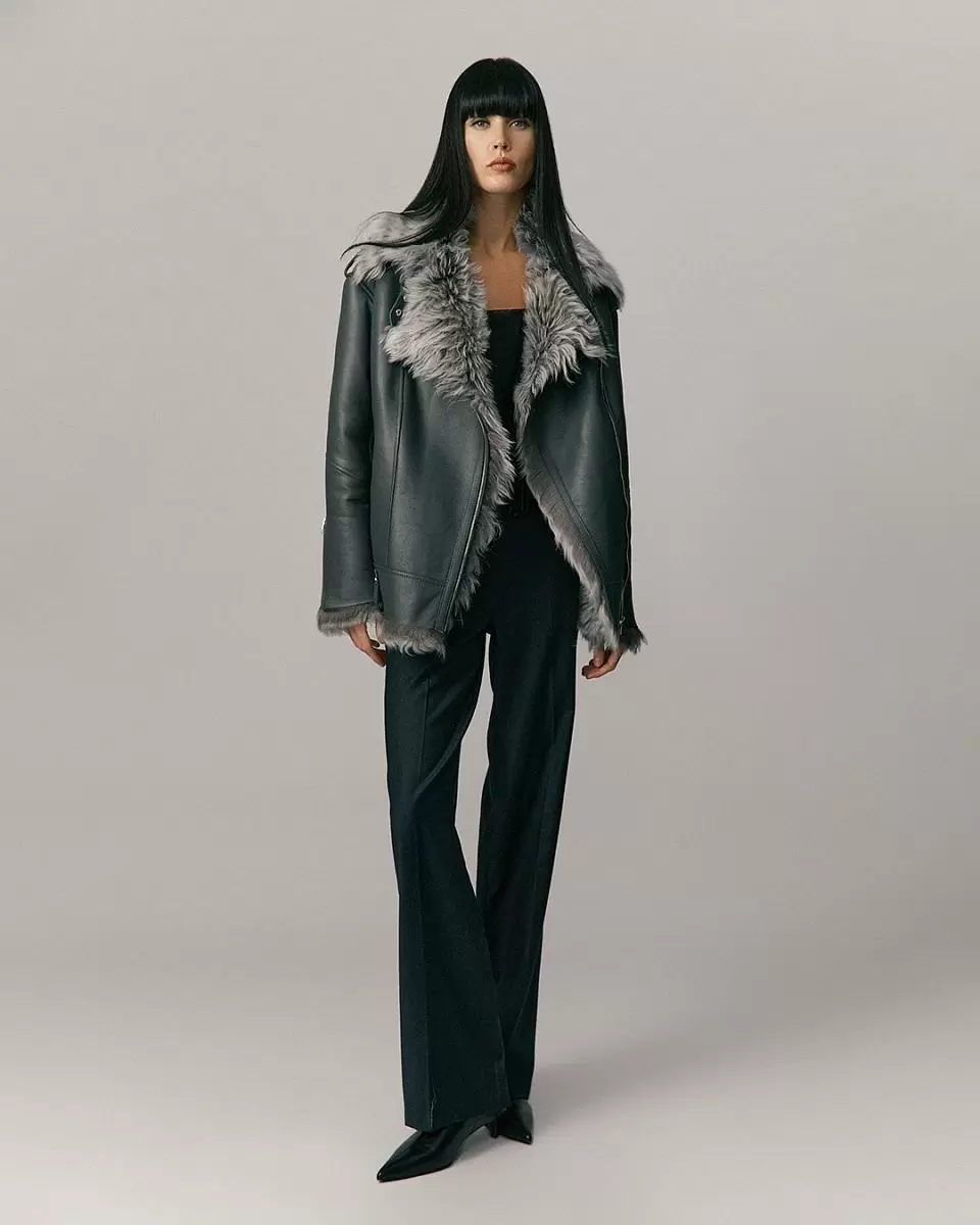 Дубленка удлинённая Oversize Графит - 2