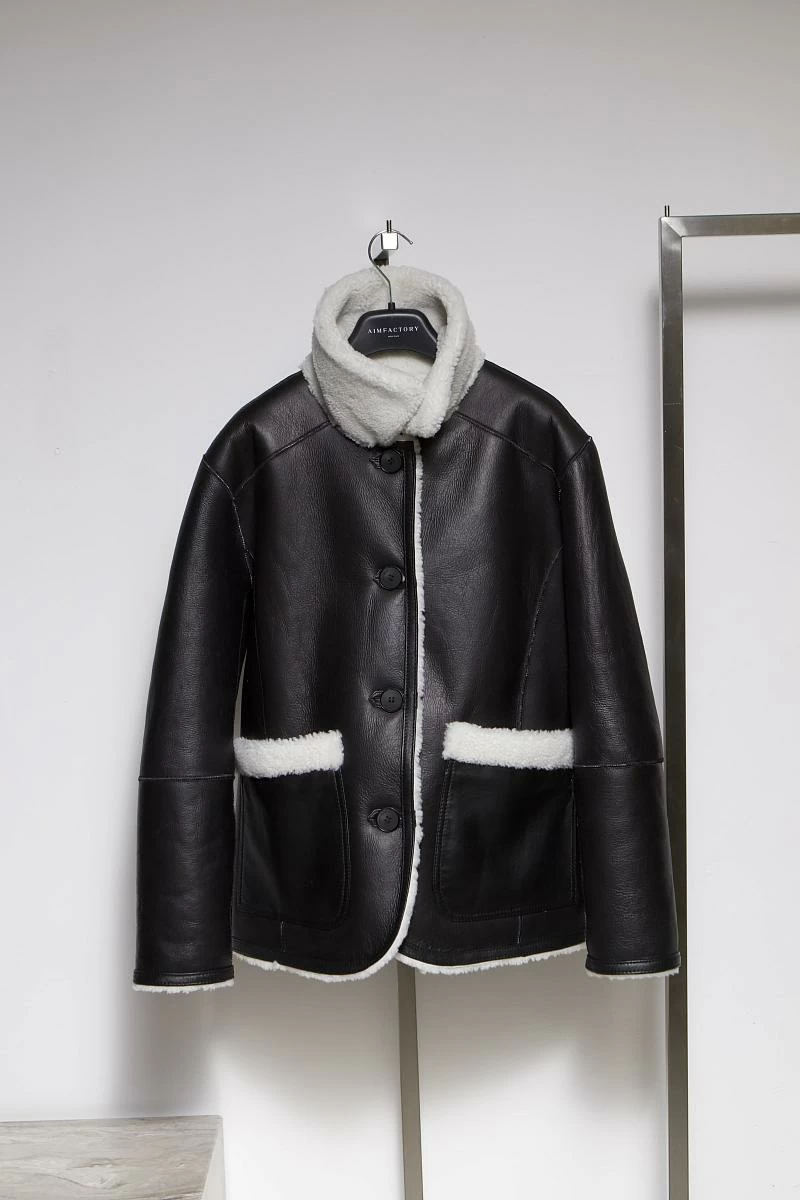 Шуба двусторонняя Oversize Черный с белым - 3