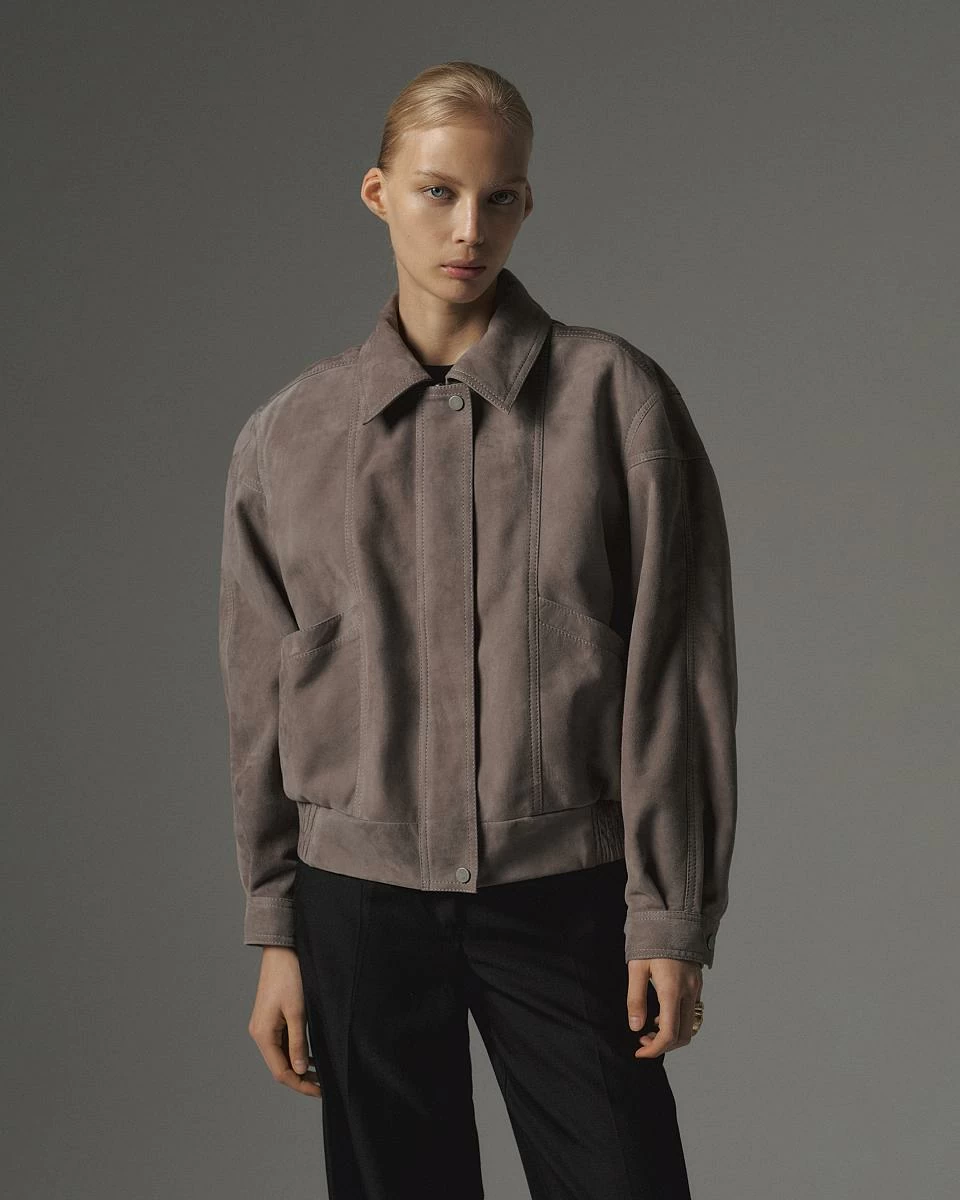 Бомбер в замше Серый опал - 2