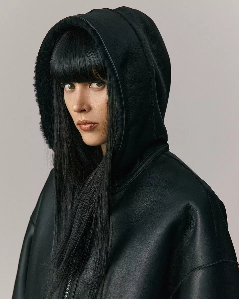 Дубленка двусторонняя Hoodie Чёрный - 1