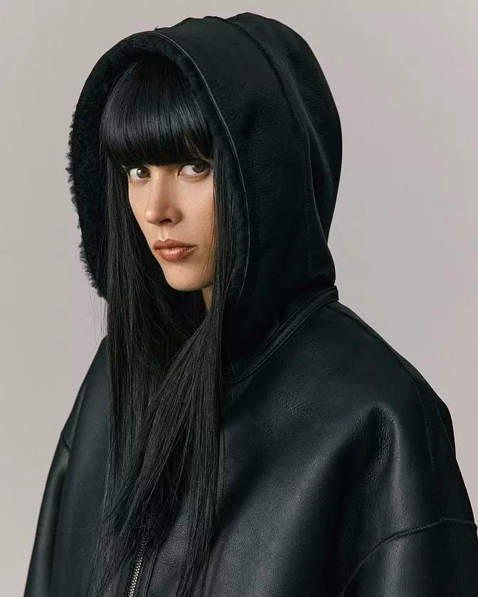 Дубленка двусторонняя Hoodie Чёрный