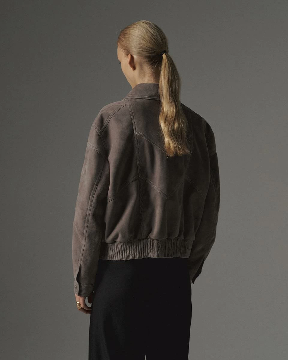 Бомбер в замше Серый опал - 3