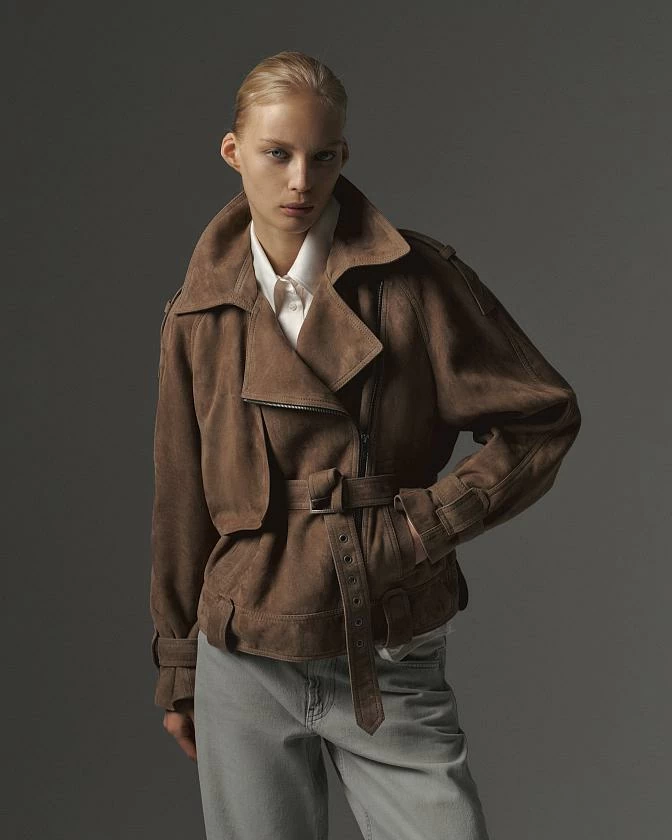 Косуха Oversize замша Бежевый графит