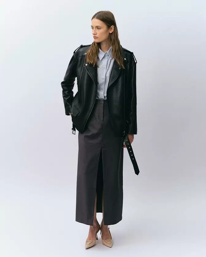 Косуха удлинённая Oversized Texture Чёрный