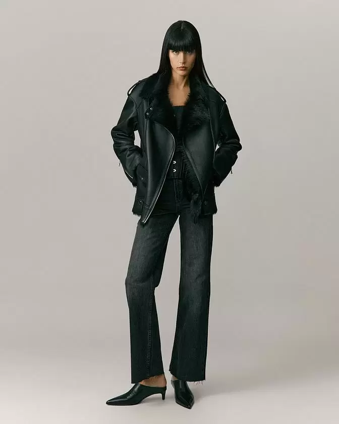 Дубленка удлинённая Oversize Чёрный