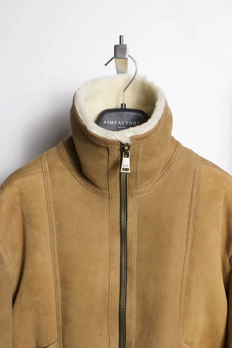 Дубленка Бомбер Песочный - 4