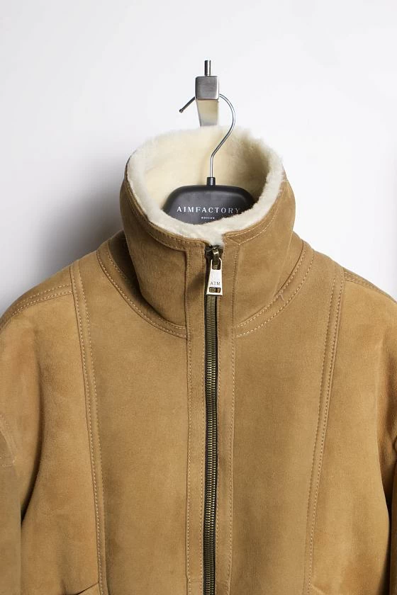 Дубленка Бомбер Песочный