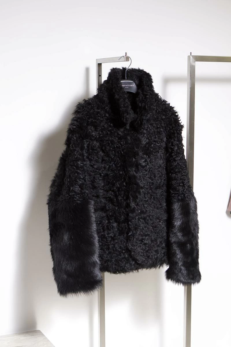 Шуба двусторонняя Oversize Черный - 4