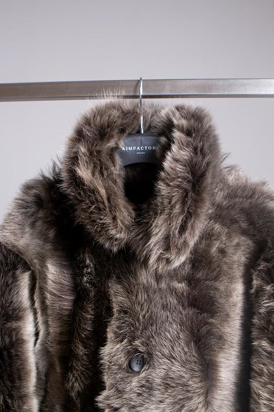 Шуба двусторонняя Oversize Молочный шоколад