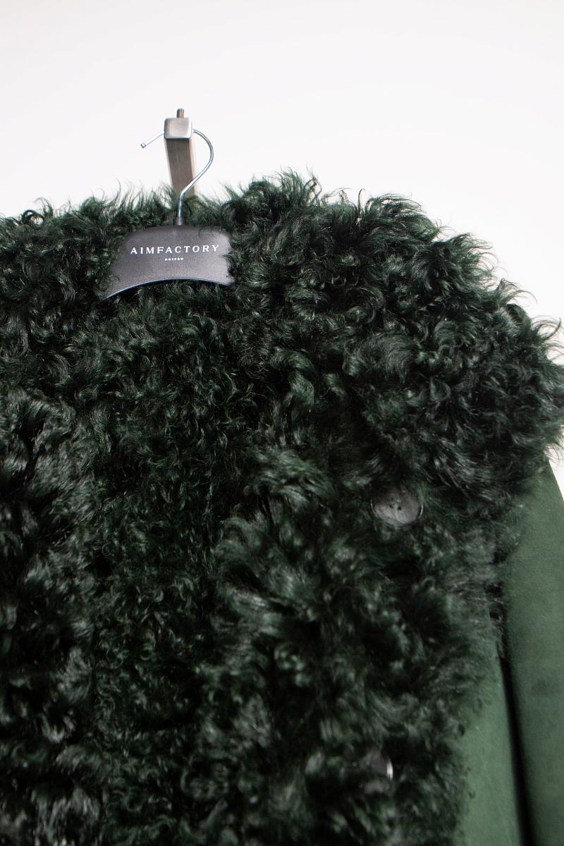 Шуба длинная двусторонняя Oversize Изумрудный - 5