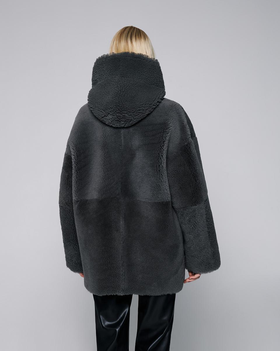 Дубленка двусторонняя Hoodie Винтаж Графит - 8