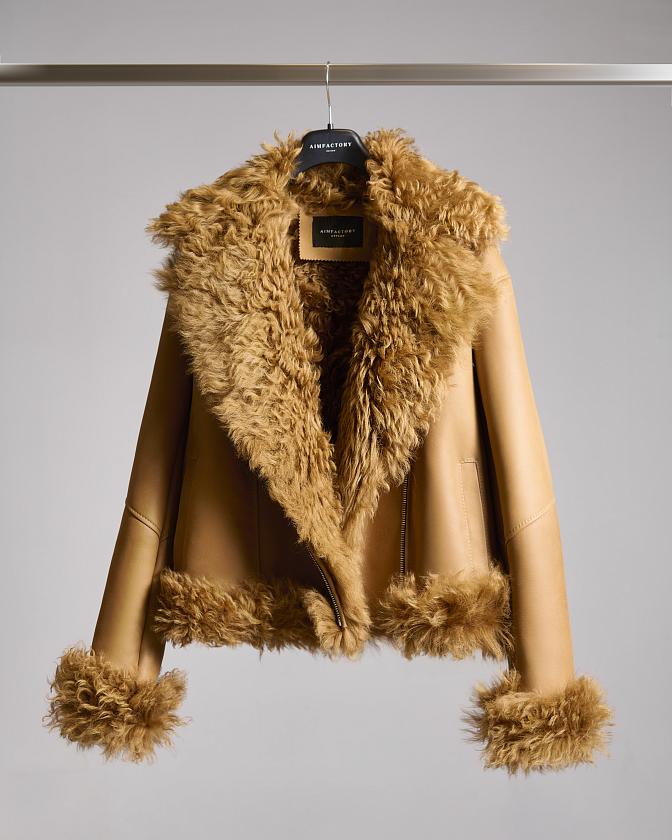 Дубленка Oversize Карамель