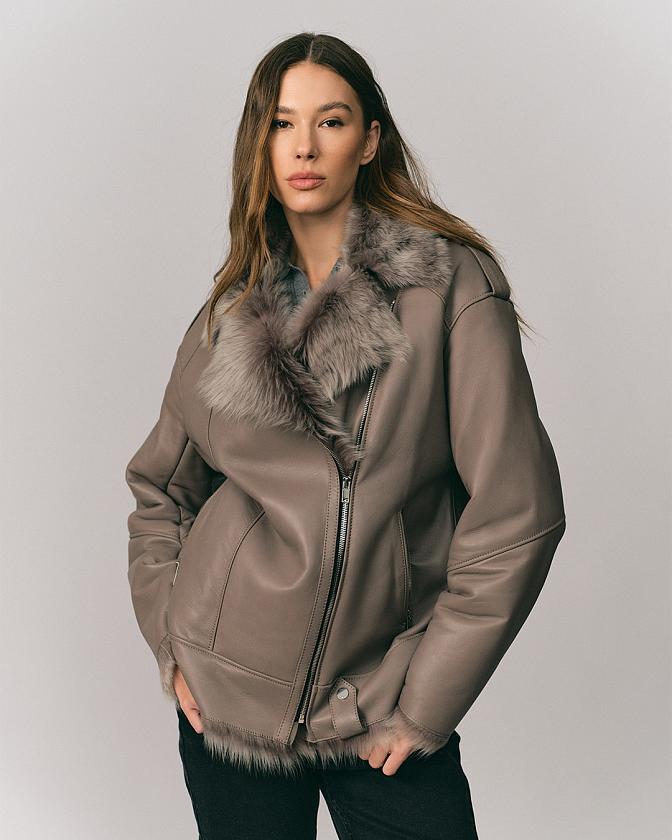 Дубленка удлинённая Oversize Корица