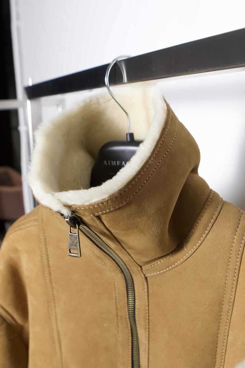 Дубленка Бомбер Песочный - 5