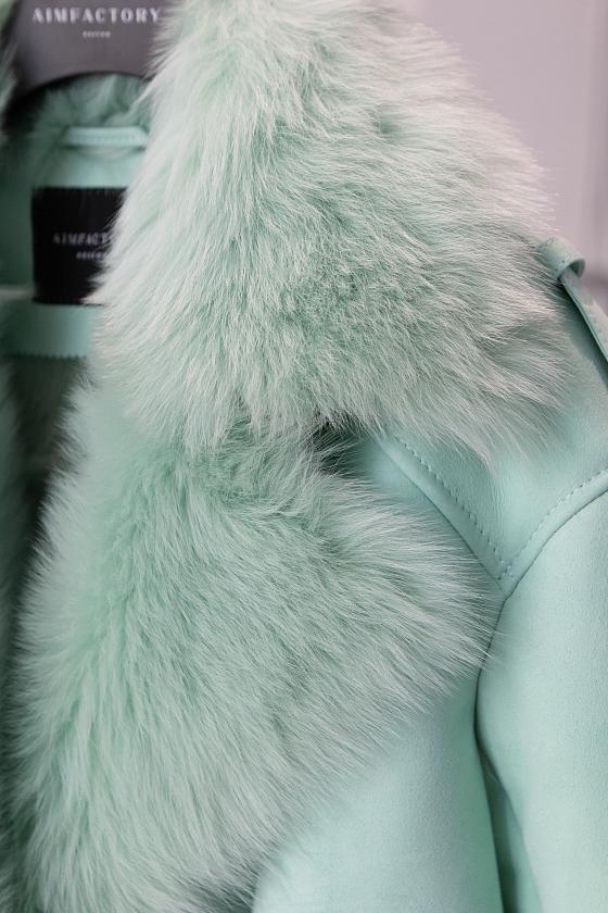 Дубленка Oversize Мятный