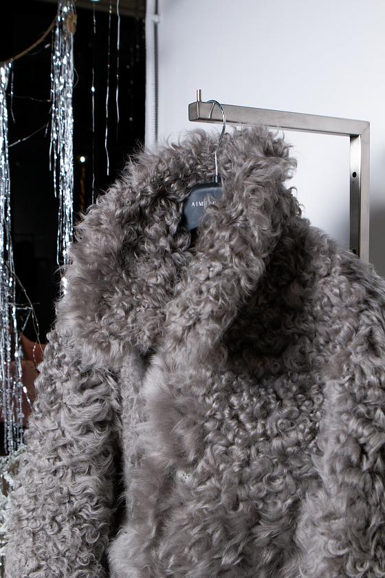 Шуба двусторонняя Oversize Серый