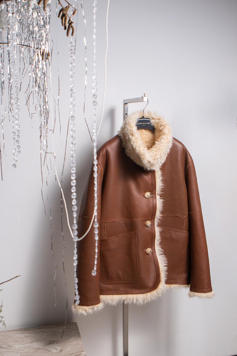 Шуба удлиненная двусторонняя Oversize Карамель - 5