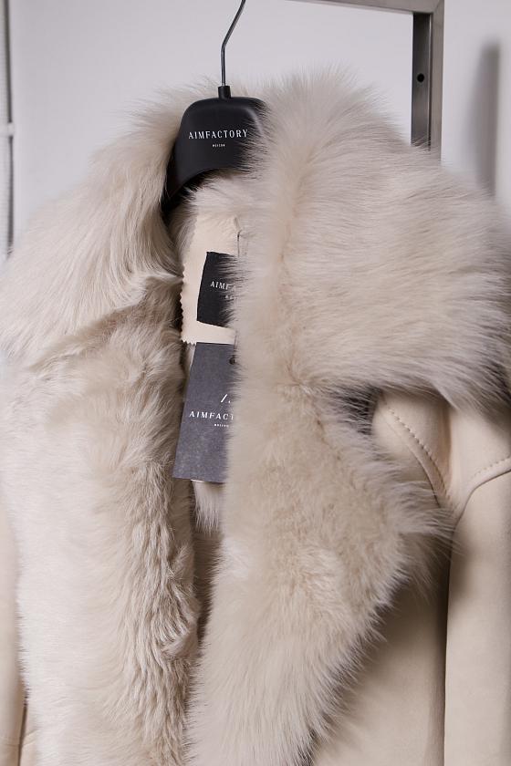 Дубленка удлинённая Oversize Ivory