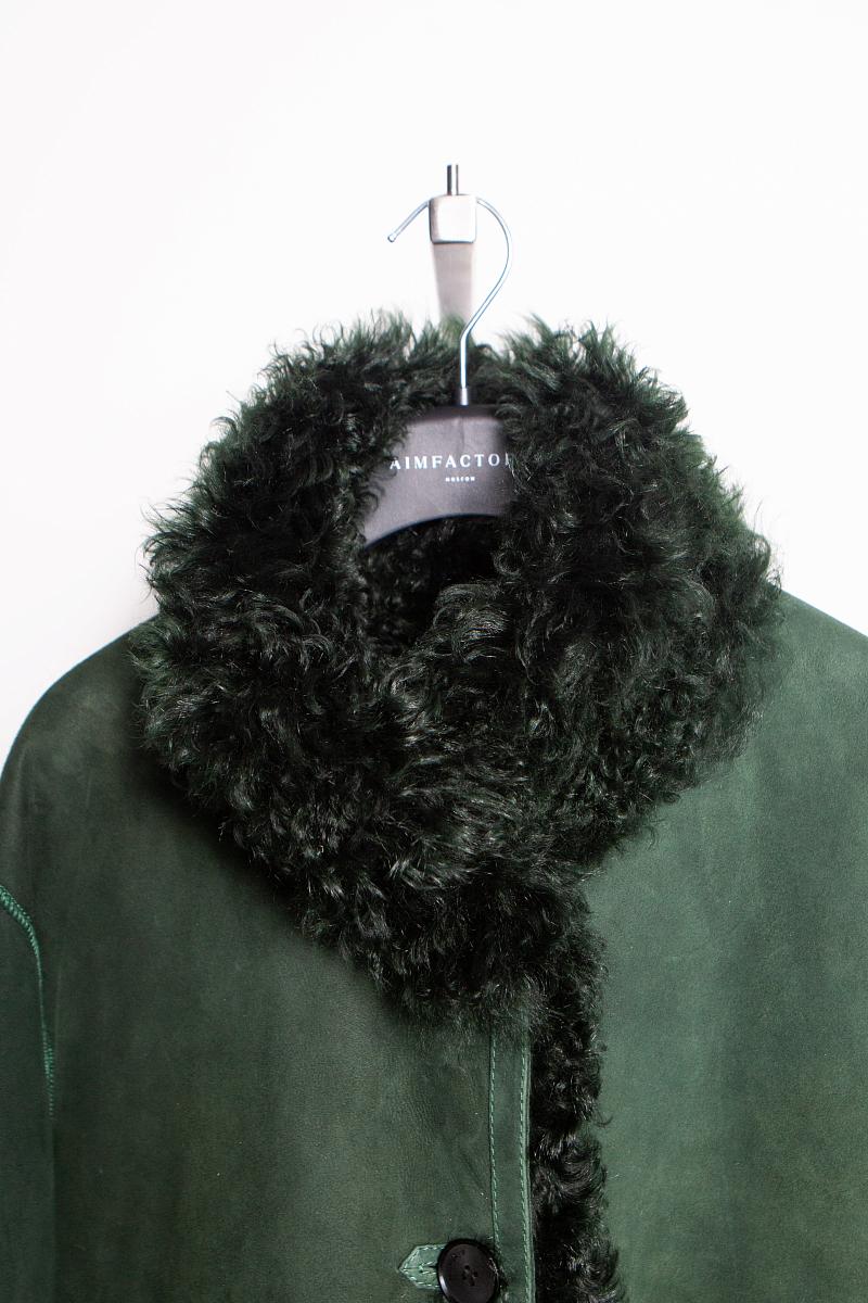 Шуба длинная двусторонняя Oversize Изумрудный - 6