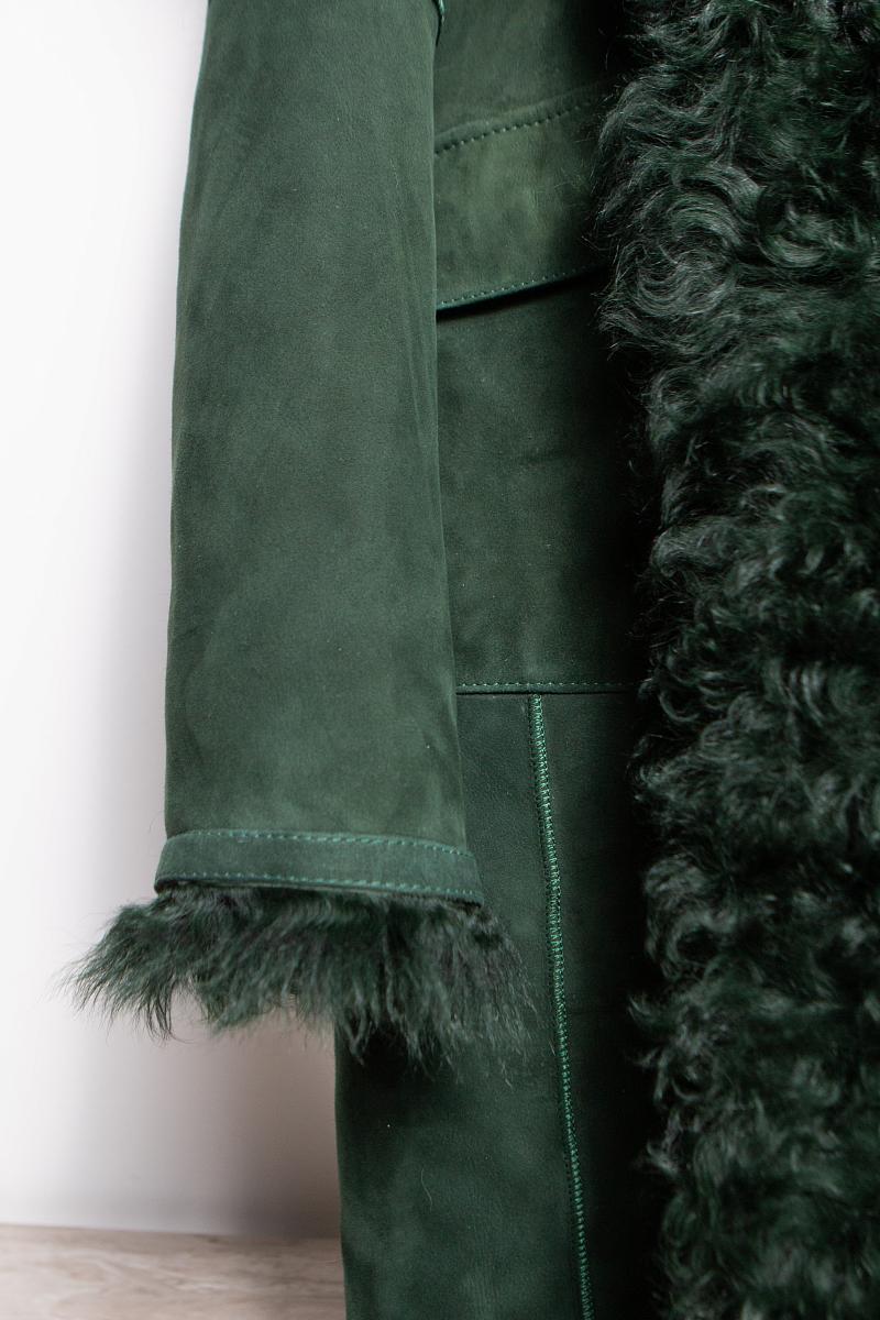 Шуба длинная двусторонняя Oversize Изумрудный - 1