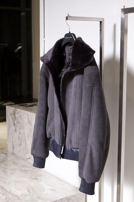 Дубленка Бомбер Графит