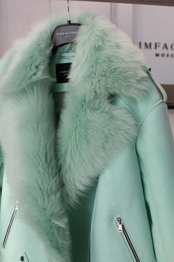 Дубленка Oversize Мятный