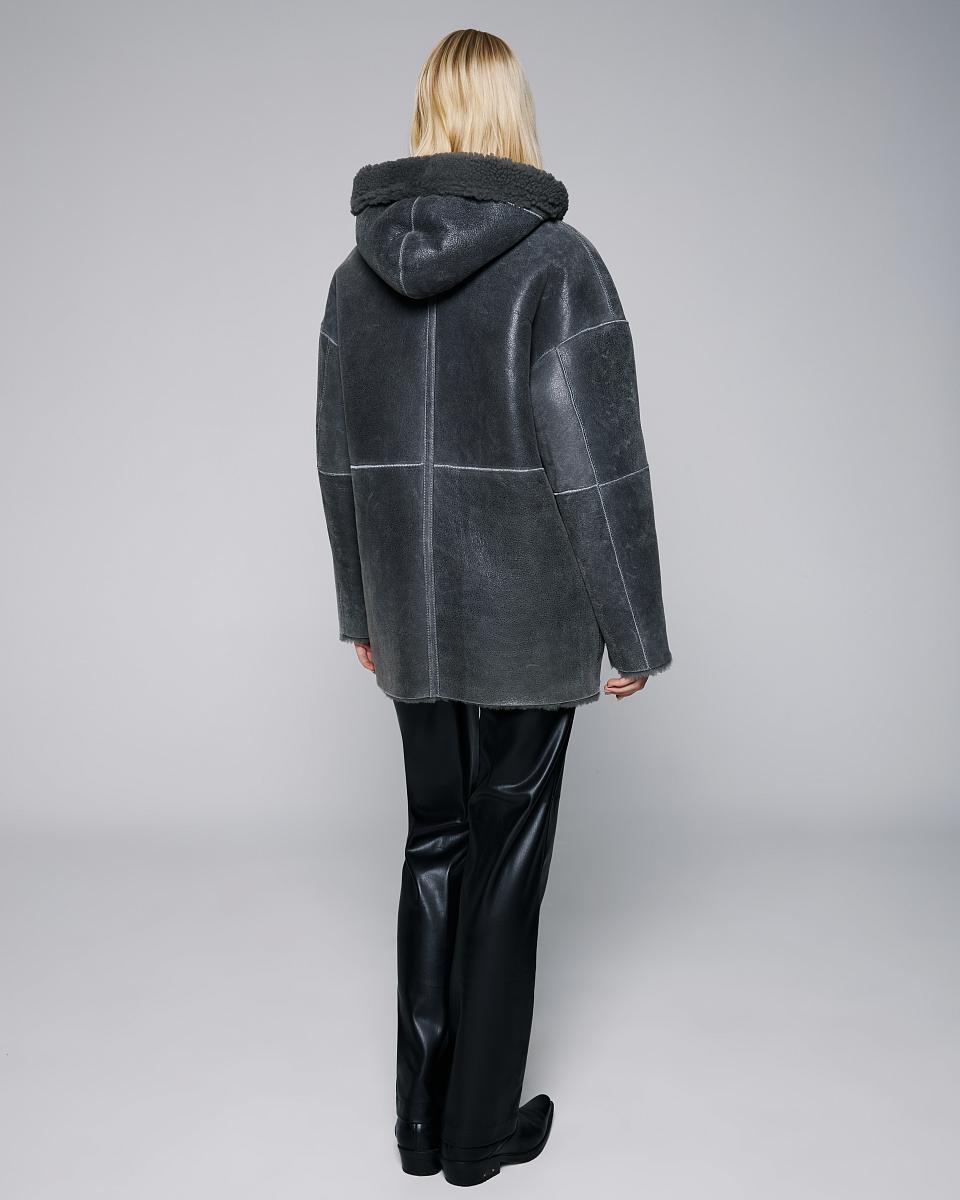 Дубленка двусторонняя Hoodie Винтаж Графит - 5