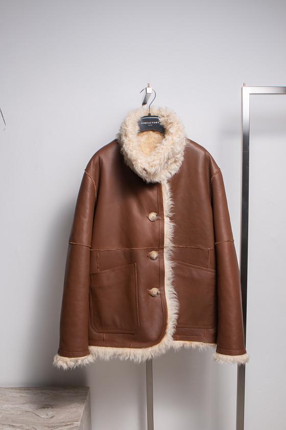 Шуба удлиненная двусторонняя Oversize Карамель