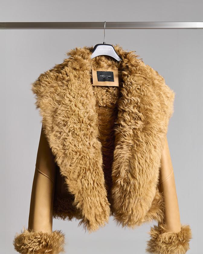 Дубленка Oversize Карамель