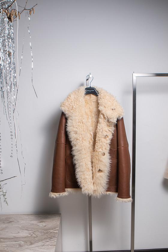 Шуба удлиненная двусторонняя Oversize Карамель