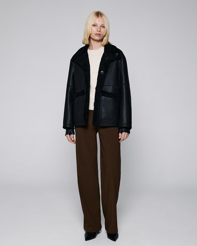 Шуба двусторонняя Oversize Чёрный